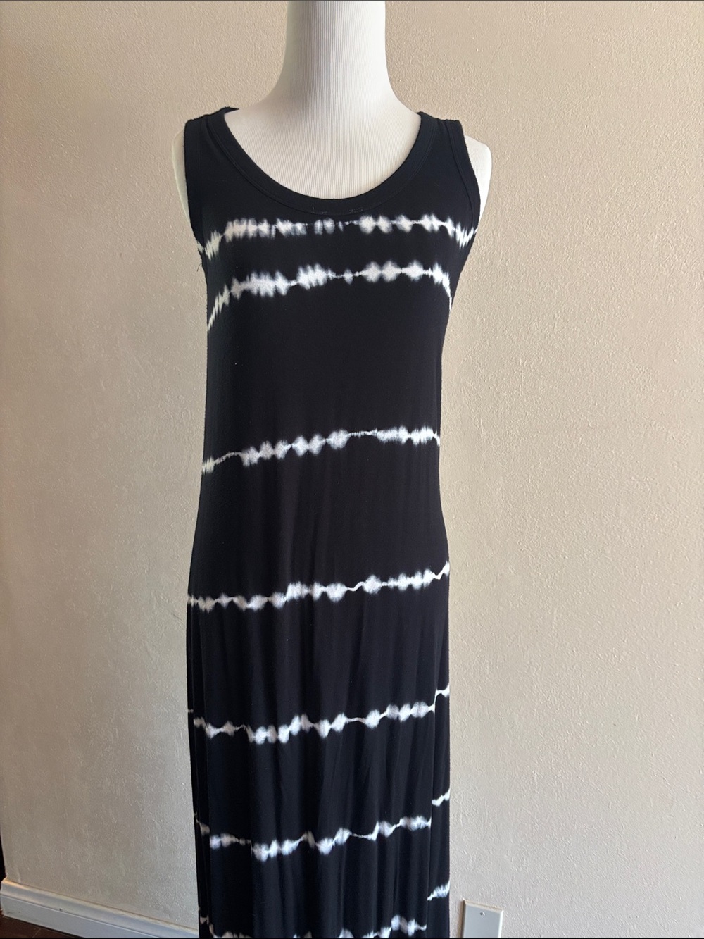 Style & Co. Black & White Tie-Dye Tank Maxi Dress